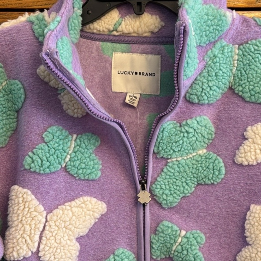 Lucky Brand Girls Plush Butterfly Front Zip Jacket - Picture 6 of 6